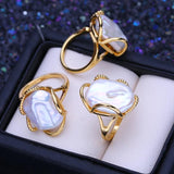 Baroque Pearl 925 Sterling Silver Ring for Women Bridal Wedding Jewelry