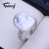 Big Baroque Pearl Silver Rings For Women Wedding Jewelry