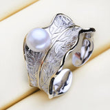 925 Silver Freshwater Pearl Ring for Women Custom Gothic Jewelry