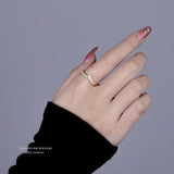 925 Silver Pearl Oval Zircon V Open Ring Women Birthday Jewelry Gift