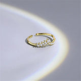 925 Silver Pearl Oval Zircon V Open Ring Women Birthday Jewelry Gift