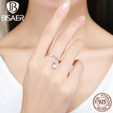 925 Silver Pearl Eternity Ring Adjust Size 6-9 Women Wedding Jewelry
