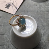 Aquamarine & Pearl Ring for Women - Natural Freshwater Pearl Jewelry