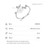 Shell Pearl Flower Ring 925 Sterling Silver Opening Stackable Rings