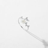 Shell Pearl Flower Ring 925 Sterling Silver Opening Stackable Rings