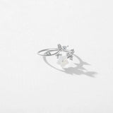 Shell Pearl Flower Ring 925 Sterling Silver Opening Stackable Rings