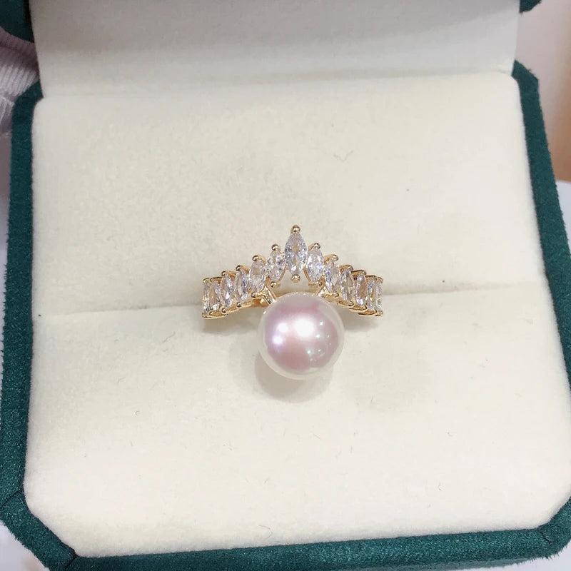 Real Freshwater Pearl Ring 18K Plating Women Jewelry