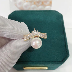 Real Freshwater Pearl Ring 18K Plating Women Jewelry