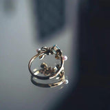Leaf-Wrapped Pearl Aquamarine Drop Ring for Girlfriends and Friends