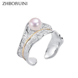 Italian Craft Gild Pearl Ring Natural Geometric Wedding Jewelry