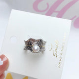 Italian Craft Gild Pearl Ring Natural Geometric Wedding Jewelry