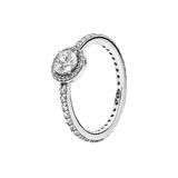 Princess Sparkling Bow Leaves Pearl Heart Crystal Ring Wedding Jewelry Gift