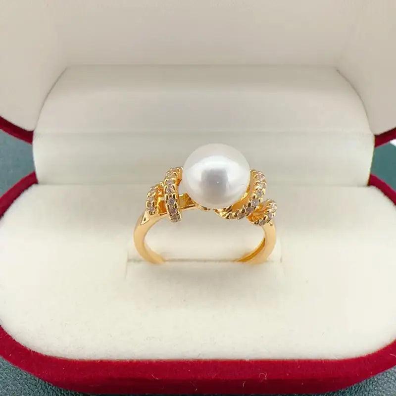 Arrival Freshwater Pearl Diamond Wedding Ring 14K Filled Female Jewelry Gift