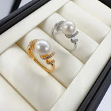 Arrival Freshwater Pearl Diamond Wedding Ring 14K Filled Female Jewelry Gift