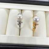 Arrival Freshwater Pearl Diamond Wedding Ring 14K Filled Female Jewelry Gift