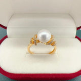 Arrival Freshwater Pearl Diamond Wedding Ring 14K Filled Female Jewelry Gift