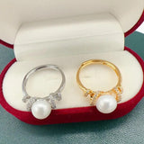 Arrival Freshwater Pearl Diamond Wedding Ring 14K Filled Female Jewelry Gift