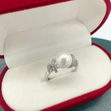 Arrival Freshwater Pearl Diamond Wedding Ring 14K Filled Female Jewelry Gift