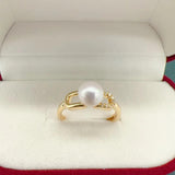 Natural Freshwater Pearl Crystal Ring 14K Filled Jewelry