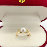 Natural Freshwater Pearl Crystal Ring 14K Filled Jewelry