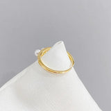 925 Silver Pearl Zircon Open Finger Ring Wedding Party Gift
