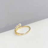 925 Silver Pearl Zircon Open Finger Ring Wedding Party Gift