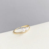 925 Silver Pearl Zircon Open Finger Ring Wedding Party Gift