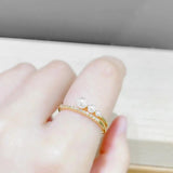925 Silver Pearl Zircon Open Finger Ring Wedding Party Gift