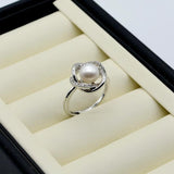 Freshwater Pearl Flower Shape Adjustable Silver Ring for Women