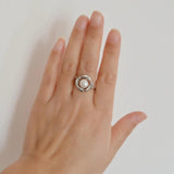 Freshwater Pearl Flower Shape Adjustable Silver Ring for Women