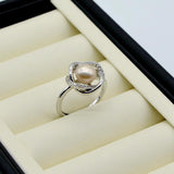 Freshwater Pearl Flower Shape Adjustable Silver Ring for Women