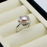 Freshwater Pearl Flower Shape Adjustable Silver Ring for Women