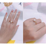 Freshwater Pearl 925 Sterling Silver Zircon Ring Wedding Jewelry