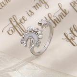 925 Silver Pearl Shell Star Ring Moon Romantic Jewelry