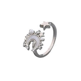 925 Silver Pearl Shell Star Ring Moon Romantic Jewelry