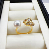 14k Gold Filled Butterfly Pearl Ring for Women