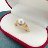 Arrival Pearl Ring Freshwater Pearl Lace 14K Filled Retro Jewelry