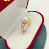 Arrival Pearl Ring Freshwater Pearl Lace 14K Filled Retro Jewelry