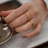 Green Agate Stacking Rings for Women