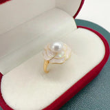 Arrival Pearl Ring Flower 14K Plated Real Freshwater Pearl Ring Jewelry