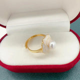 Arrival Pearl Ring Flower 14K Plated Real Freshwater Pearl Ring Jewelry