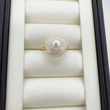 Arrival Pearl Ring Flower 14K Plated Real Freshwater Pearl Ring Jewelry
