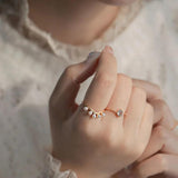 Vintage Court Pearl Rings Crystal Sweet Engagement Double Silver Jewelry