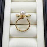 Real Natural Pearl Butterfly Ring 14K Filled Female Girl Jewelry