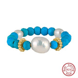 Freshwater Pearl Turquoise Adjustable Ring for Women