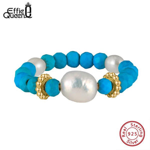 Freshwater Pearl Turquoise Adjustable Ring for Women