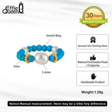 Freshwater Pearl Turquoise Adjustable Ring for Women