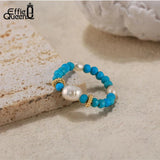 Freshwater Pearl Turquoise Adjustable Ring for Women