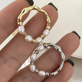 925 Silver Freshwater Pearls Adjustable Rings for Women