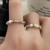 925 Silver Freshwater Pearls Adjustable Rings for Women